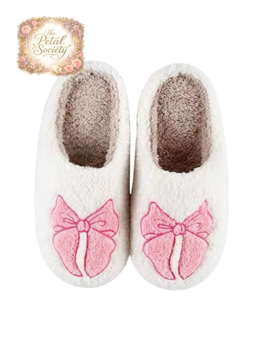 Plush Memory Foam Slippers Bow Pattern Winter House Shoes